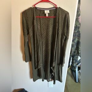 Knox Rose Olive Green Open Drape Cardigan